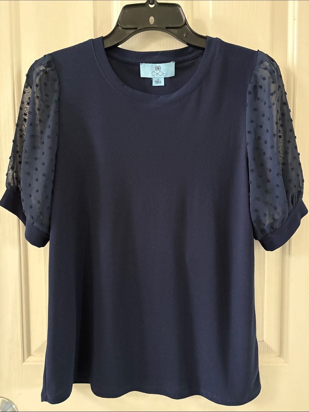 Cece -  sheer polka dot puff sleeves  blouse